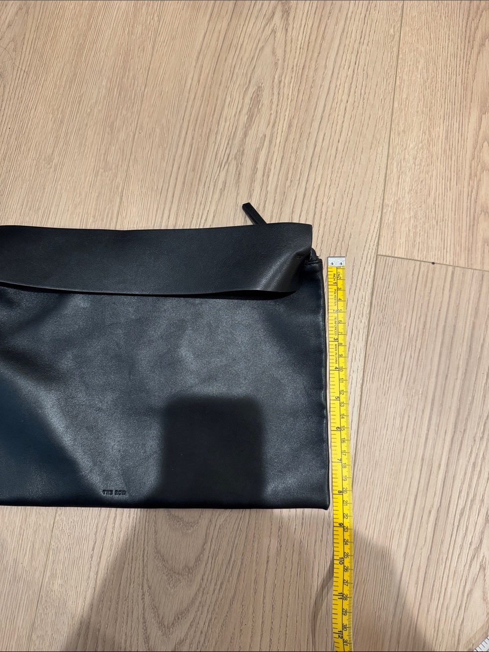 Minimal Black Leather Shoulder Bag with Curved Handle - Picture 5 of 6